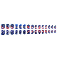 Ensemble de manucure carrée européenne courte et brillante avec faux ongles portables sculptés en résine à motif vague étoilée - 30 pièces amovibles pour femmes