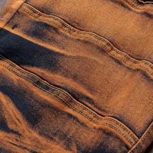 Pantalones Vaqueros de Estilo Vintage para Hombre, Corte Recto Ajustado, Estilo Motero, con Pliegues Tie-Dye, Cinturón de Moda para Otoño - Product Image 4