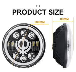ไฟหน้า Led ทรงกลมขนาด7นิ้ว60W,ไฟหน้า LED ทรงกลม H4ไฟวงแหวนตานางฟ้าสำหรับรถบรรทุกมอเตอร์ไซค์ออฟโรด SUV - Product Image 3