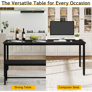 Ensemble table <span class=keywords><strong>et</strong></span> <span class=keywords><strong>chaises</strong></span> de salle à manger moderne pour <span class=keywords><strong>4</strong></span> personnes, peu encombrant avec 2 <span class=keywords><strong>pieds</strong></span> réglables, bancs de petit-déjeuner - Product Image 3