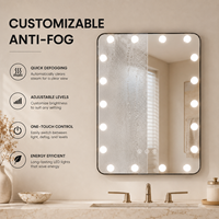 Miroir de maquillage LED Holly Wood pour salle de bain, à intensité variable, 3 couleurs, commande tactile, fonction mémoire, Bluetooth, à poser ou à fixer au mur