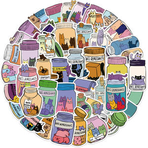 50 Uds antidepresivos botella de medicina pegatinas de grafiti para decoración de pared de teléfono gato creativo Capybara pegatina médica - Product Image 2