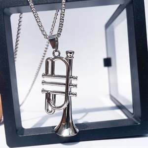Collier pendentif en forme de saxophone pour hommes, accessoires de musique tendance hip hop européens et américains - Product Image 6