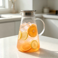 Service à café et thé conique en verre transparent NOBLE HAPPY moderne avec couvercle-filtre résistant à la chaleur pour boissons glacées aux fruits et limonade