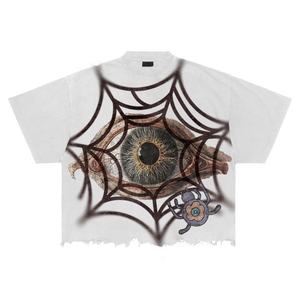 T-shirt Oversize Streetwear d'été imprimé numérique style Hip Hop déchiré à col montant en jersey 100% coton écologique - Product Image 1