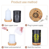 Diffuseur d'huiles essentielles créatif en fer forgé style européen et américain, humidificateur aromathérapie 100 ml, grain de bois, portable, avec minuterie 2-8 heures