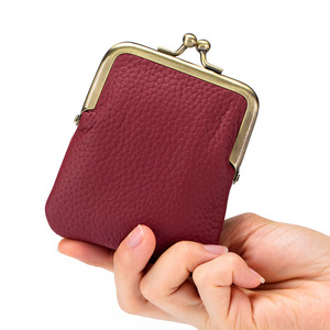 Ando Bag Genuine Cowhide Leather Coin <b>Purse</b> Women <b>Slim</b> Mini Kiss Lock Wallet Small Pouch - Product Image 5