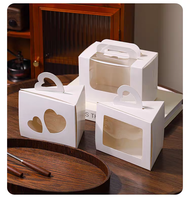 Boîte à gâteau/dessert jetable, écologique, en matériau alimentaire, portable, avec fenêtre transparente, impression personnalisée du logo, boîte en papier