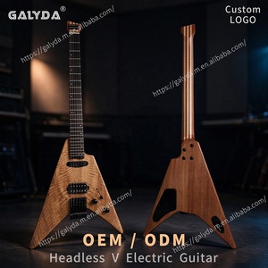 Guitarra Eléctrica de 6 Cuerdas sin Cabezal en Forma de V, Mástil de Arce de 7 Piezas, Tapa de Madera de Mango, Cuerpo de Caoba, Guitarra Eléctrica Personalizada - Product Image 2