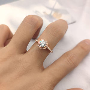 キラキラジュエリーキュービックジルコニアプロミスエンゲージメントウェディング指ローズゴールドメッキリアルシルバーピンキーリング女性 - Product Image 2