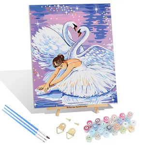 Venda quente Pintura A Óleo Swan e Meninas DIY pintura por Números Atacado Presentes Artesanais Decoração Home Imagem na tela