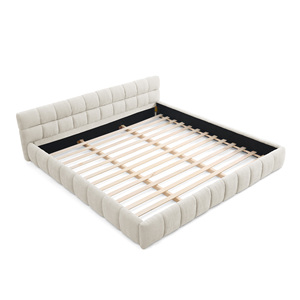 Cadre de lit king-size moderne de luxe en tissu chenille doux avec structure en bois élégante, mobilier de chambre rembourré - Product Image 2