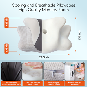 <span class=keywords><strong>Oreiller</strong></span> papillon orthopédique YUE RISE à mémoire de forme haute densité pour la protection cervicale, idéal pour les dormeurs latéraux - Product Image 2