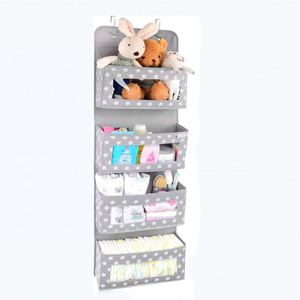 Collapsible Pace-Saving 4-Pocket <b>Storage</b> Organizer with Clear Window for Closet Fabric Star Door Hanging Organizer - Product Image 1