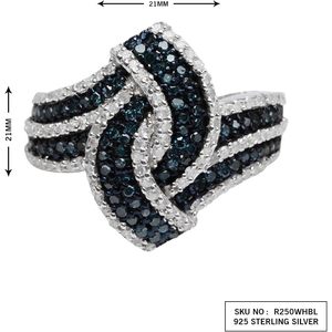 Jewelspaark <b>Diamond</b> <b>Ring</b> 1.27 Cttw Round Cut White And Blue Enhanced 925 Sterling Silver Engagement Jewelry For Women - Product Image 3