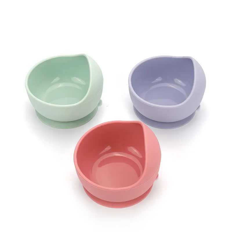 online hot sell BPA Free Food Grade non-slip First Feeding Silicone Baby Suction Bowl with Spoon