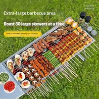 Barbecue d'extérieur au charbon de bois en acier inoxydable, moderne et minimaliste, épaissi, pliable, sans fumée, coupe-vent, antirouille, détachable