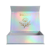 Boîtes d'emballage plates personnalisées en papier argenté imprimé UV avec logo pour outils de maquillage et nettoyants pour le visage, livraison incluse