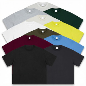 เสื้อยืดโอเวอร์ไซส์ผู้ชายสั่งทำขายส่ง ผ้าเจอร์ซีย์คอตตอน 100% แขนสั้น คอกลม เสื้อยืดเปล่าสไตล์ลำลองแนวสตรีทแวร์ - Product Image 1