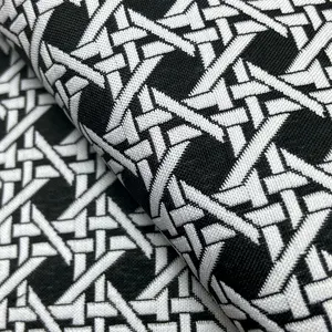 High Density Polyester gestrickt schwarz weiß Dobby geometrisches Muster Jacquard Stoff für Kleidung