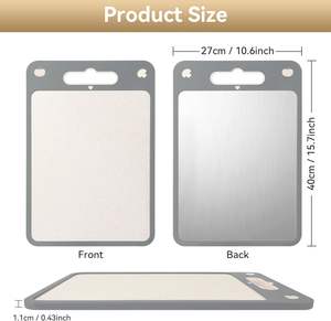 Planche à découper de cuisine en plastique, planche à découper personnalisée en acier inoxydable avec poignée pour la décongélation - Product Image 3