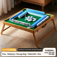 Ensemble de Mahjong en mélamine tendance avec table pliante en bois massif portable pour les voyages, le camping, les jeux de table en famille en intérieur