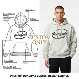 Fabricante de Sudaderas con Capucha para Hombre, 500 g/m², de Gran Gramaje, Personalizadas, con Corte y Confección a Medida, Estilo Oversize, Lavado Desgastado y Corto - Product Image 1