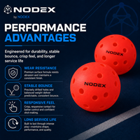 NODEX PACE40 Pack de 12 balles de pickleball d'extérieur en sac en filet 40 trous, balles rouges rotatives