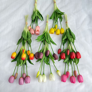 Fábrica de Flores Meiyu, Tulipanes Artificiales de Goma Suave de 5 Cabezas, Resistentes a los Rayos UV, Decoración para Bodas y Hogar - Product Image 3