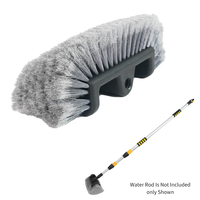 Brosse de nettoyage de voiture à flux continu de 12 pouces, perches télescopiques en aluminium alimentées en eau pour un rinçage facile et un lavage de véhicule sans rayures