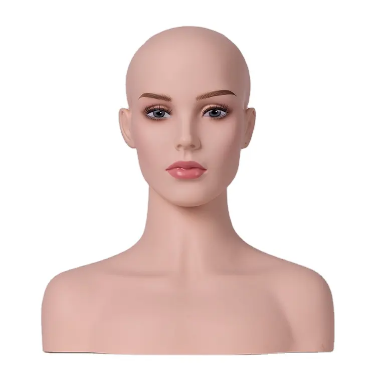 Hitleed Wholesale African Female Wig Manikin Shoulders Glam PVC Mannequin Head With Shoulders and Makeup display