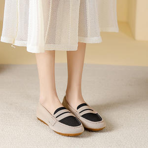 Zapatos planos de punta redonda tejidos voladores para mujer coloridos de alta calidad, mocasines, zapatos náuticos de punto de suela blanda - Product Image 2