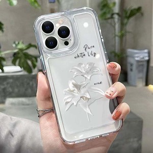 Di lusso <span class=keywords><strong>bianco</strong></span> giglio stampa fiore Shockproof spazio TPU custodia per telefono cellulare per <span class=keywords><strong>Iphone</strong></span> 8 X Xr Xs <span class=keywords><strong>11</strong></span> 12 13 14 15 16 17 Pro Max - Product Image 2