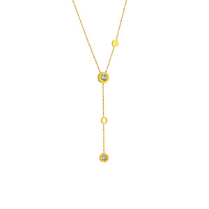 Simple Gold Circle Tassel Rhinestone Chain Necklace Geometric Bezel Setting Clavicle Jewelry - Product Image 5