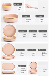 Vajilla de Porcelana Redonda Ecológica de Lujo en Oferta, Platos de Cerámica Rosa Dorados, Vajilla de Color Glaseado para el Hogar al por Mayor - Product Image 5