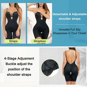Body Moldeador con Cuello en U para <span class=keywords><strong>Mujer</strong></span>, Control de Abdomen, Levanta Glúteos, con Escote Recogido, Entrepierna Abierta, Tirantes Ajustables - Product Image 4