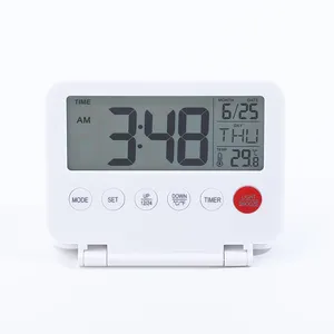 Gấp Đồng Hồ Du Lịch Mini với lịch Nhà Kỹ thuật số LCD Nhiệt kế đi du lịch báo động Máy tính để bàn di động đồng hồ - Product Image 6