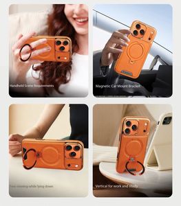 Funda de Lujo para Teléfono iPhone 17 15 Pro Max Plus, en Cuero PU con Electrochapado, Anillo Giratorio, Soporte Magnético y Protección Antigolpes - Product Image 5