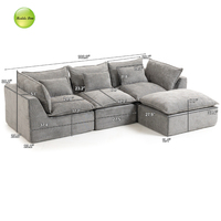 Großhandel Graues Chenille-Stoff Komprimiertes Modulares Ecksofa mit Zierkissen für Wohnzimmer/Apartment/Büro