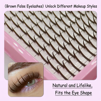Faux cils bruns à base pointue, bande complète, pour application DIY, recourbés, 10 12 14 16 18 mm, 200 grappes