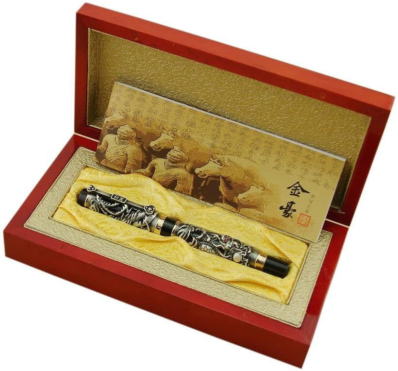 Jinhao 万年筆 ローラーボールペン ドラゴン彫刻 レリーフ
