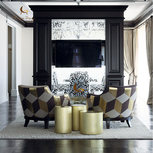 Modern Design Living Room Luxury <b>Side</b> <b>Table</b> 3 Piece Coffee Set Metal <b>Gold</b> - Product Image 2