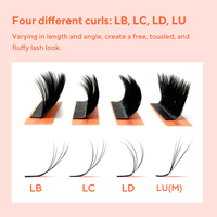 DIYDAY LB LC LD LU Fluffy Bloom PBT Cils artificiels faits à la machine, multi-couches, faciles à éventail, pour extensions de cils, effet camélia superposé