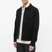 Veste en jean extensible noire classique de haute qualité personnalisée pour hommes