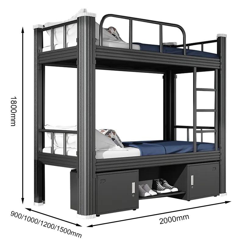 Lit une place commercial lits superposés pour adultes lits superposés en métal pour adultes avec rangement