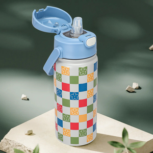 SilverJet Children's Stainless Steel Vacuum <b>Flask</b> 600ml Portable Leak Proof Bpa Free <b>With</b> Lid And <b>Straw</b> For Outdoor Use - Product Image 2