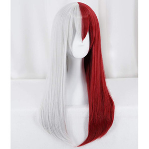 HP Anime <b>Red</b> Silver Cosplay Halloween <b>Wig</b> Double Long Straight Hair Colorful Costume Props - Product Image 2