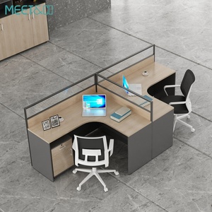 High Quality E1 MDF <b>Computer</b> Table 4-Person Modern <b>Office</b> Workstation Partition Extendable Call Center Cubicles Workshop Metal - Product Image 5