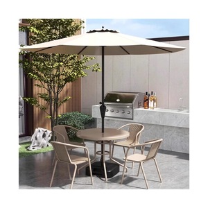 Ensemble de <span class=keywords><strong>table</strong></span> et chaises en métal d'extérieur avec parasol, 4 chaises, plateau en verre, mobilier de jardin, bistrot, salle à manger, <span class=keywords><strong>balcon</strong></span> - Product Image 3
