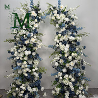 Centerpiece Bola Bunga Mawar Biru Mewah Berkualitas Tinggi Tahan Lama untuk Dekorasi Meja Pernikahan Natal Paskah